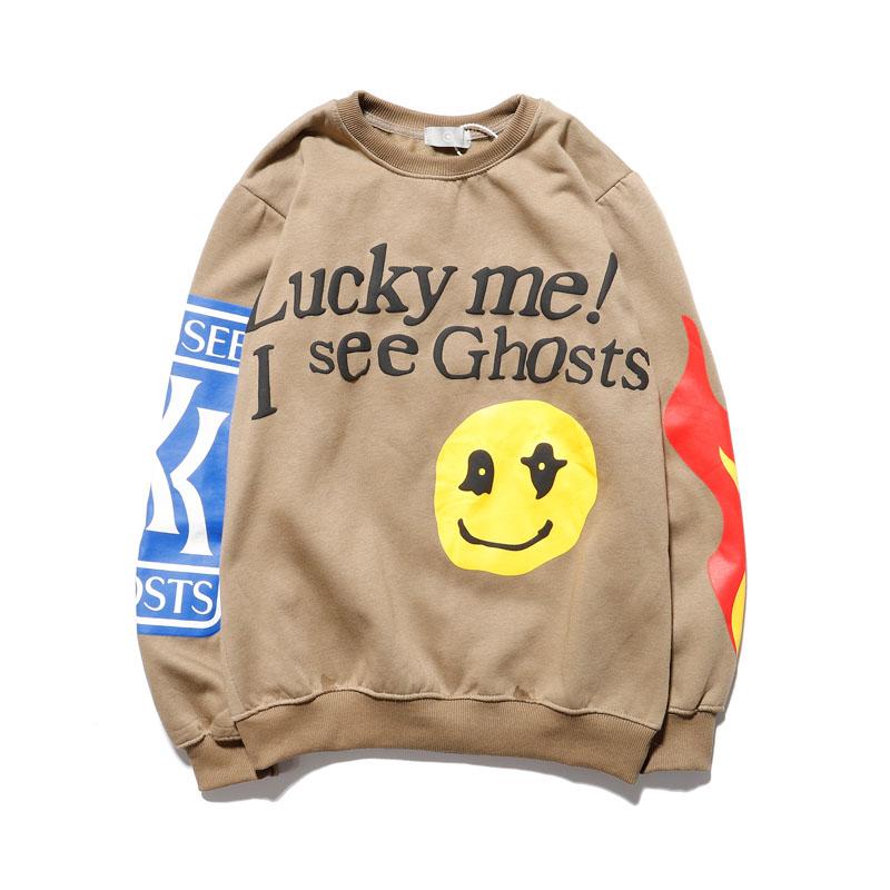 Kanye West Hoodies Lucky me I see Ghosts Logo Print Hoodie Men Women